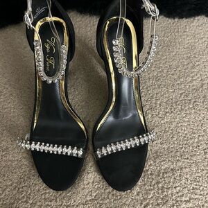 Black Rhinestone Embellished Heels